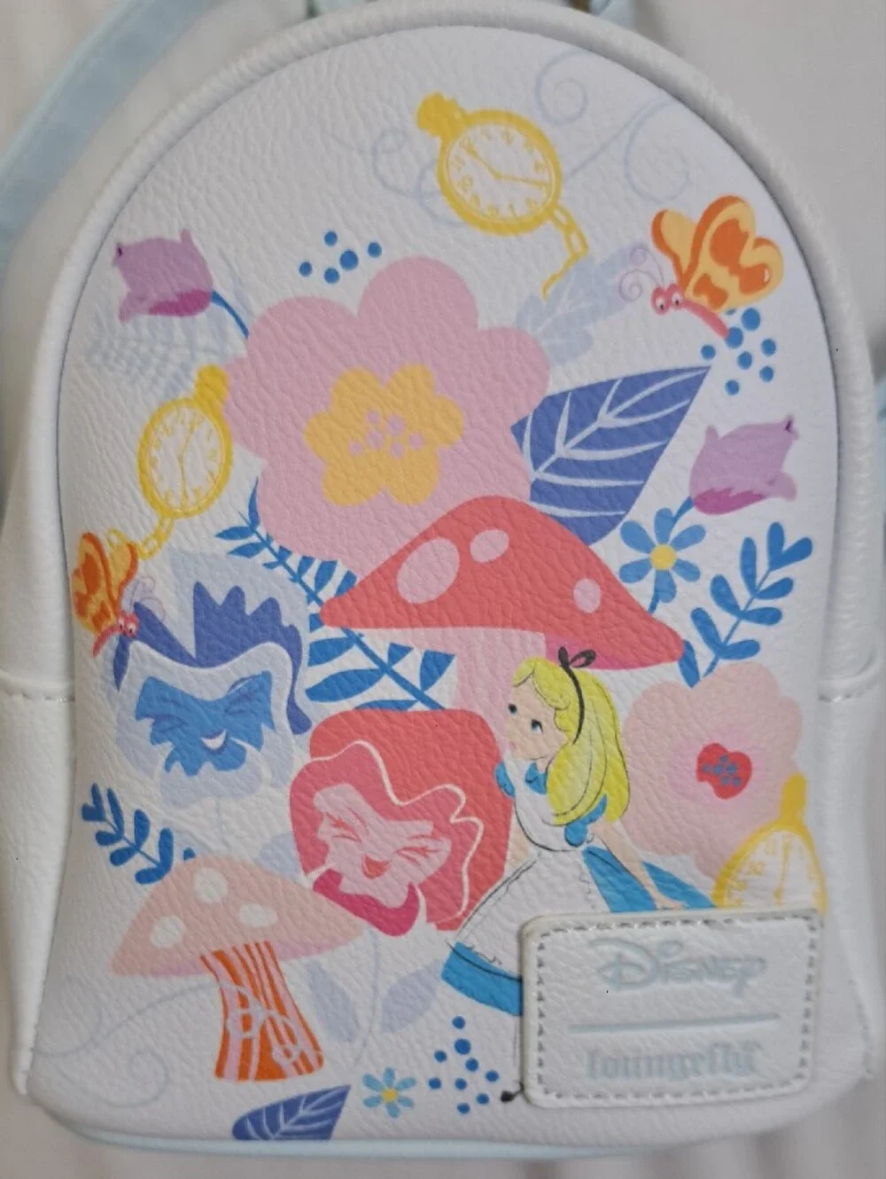 Loungefly x Disney Alice in Wonderland Floral Mini Backpack White Pastel